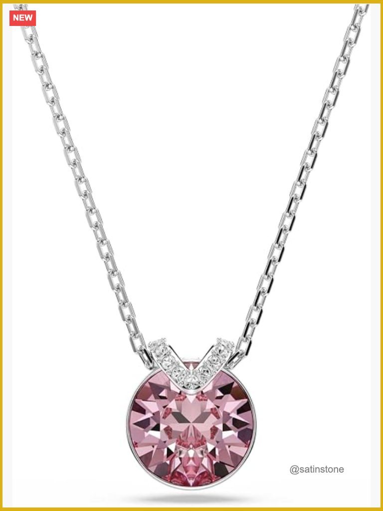 Crystal Pendant Necklace With Rhinestone Finish, Lobster Clasp